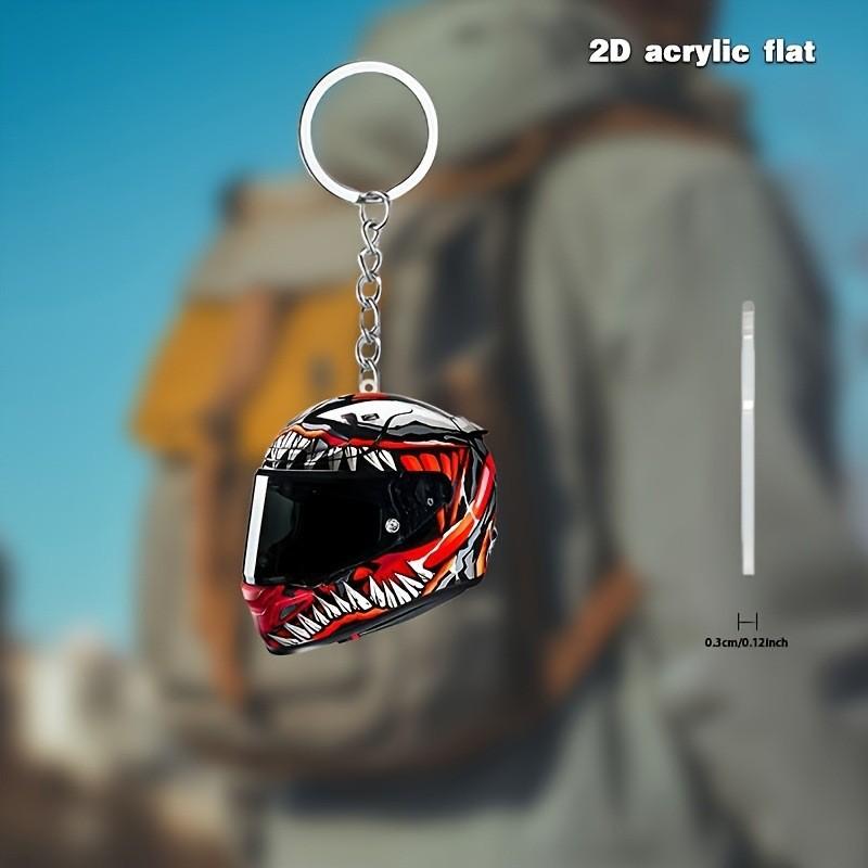 Cool Motorcycle Helmet Acrylic Keychain Backpack Pendant Car Rearview Mirror Flat Pendant Holiday Gift